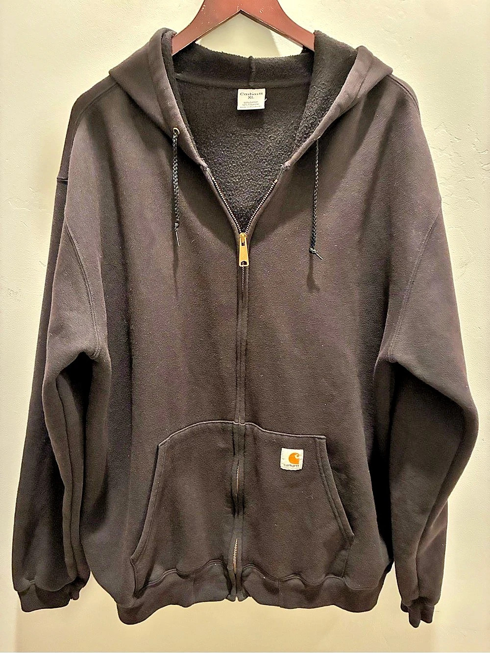 VTG Carhartt Midweight Hooded Zip-Front Sweatshirt XL Brown